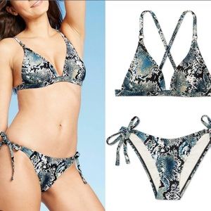 shade and shore snake print bikini top size L bottom M NWOT